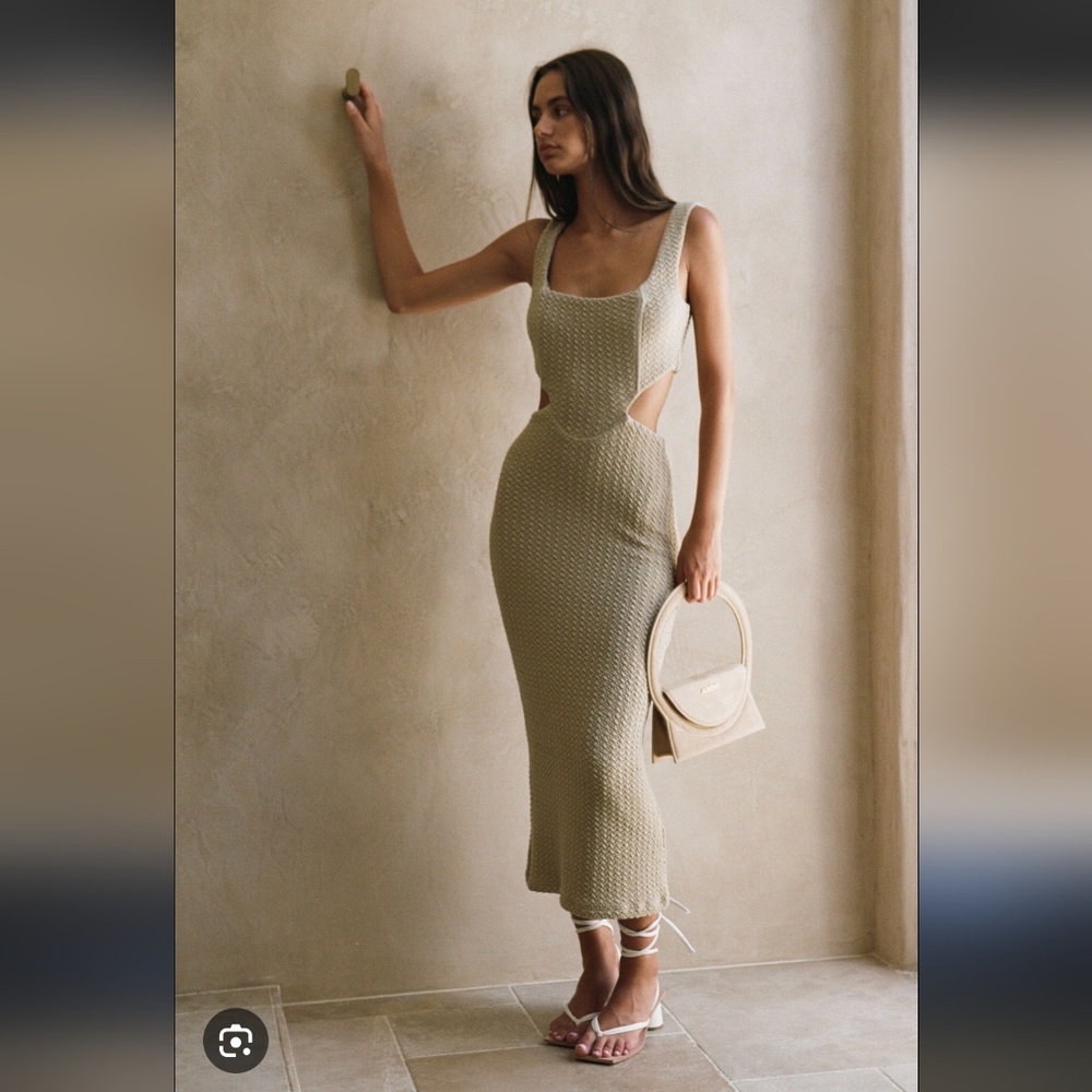 NWOT Sabo Skirt Helena Mini Dress - Tan / Beige Backless Cutout Dress